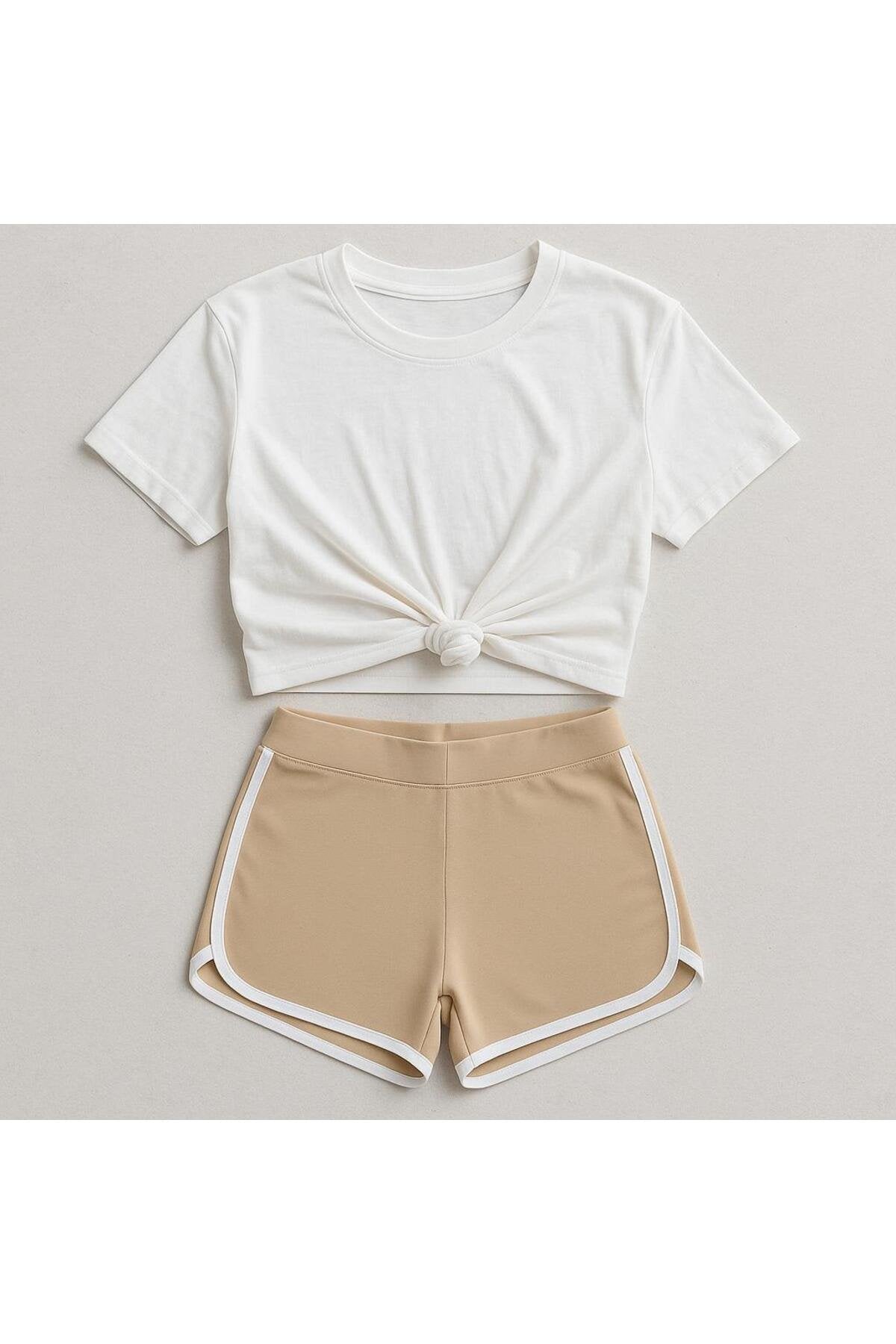 Lila Yanda Tek Şeritli Mini Sporcu Şort