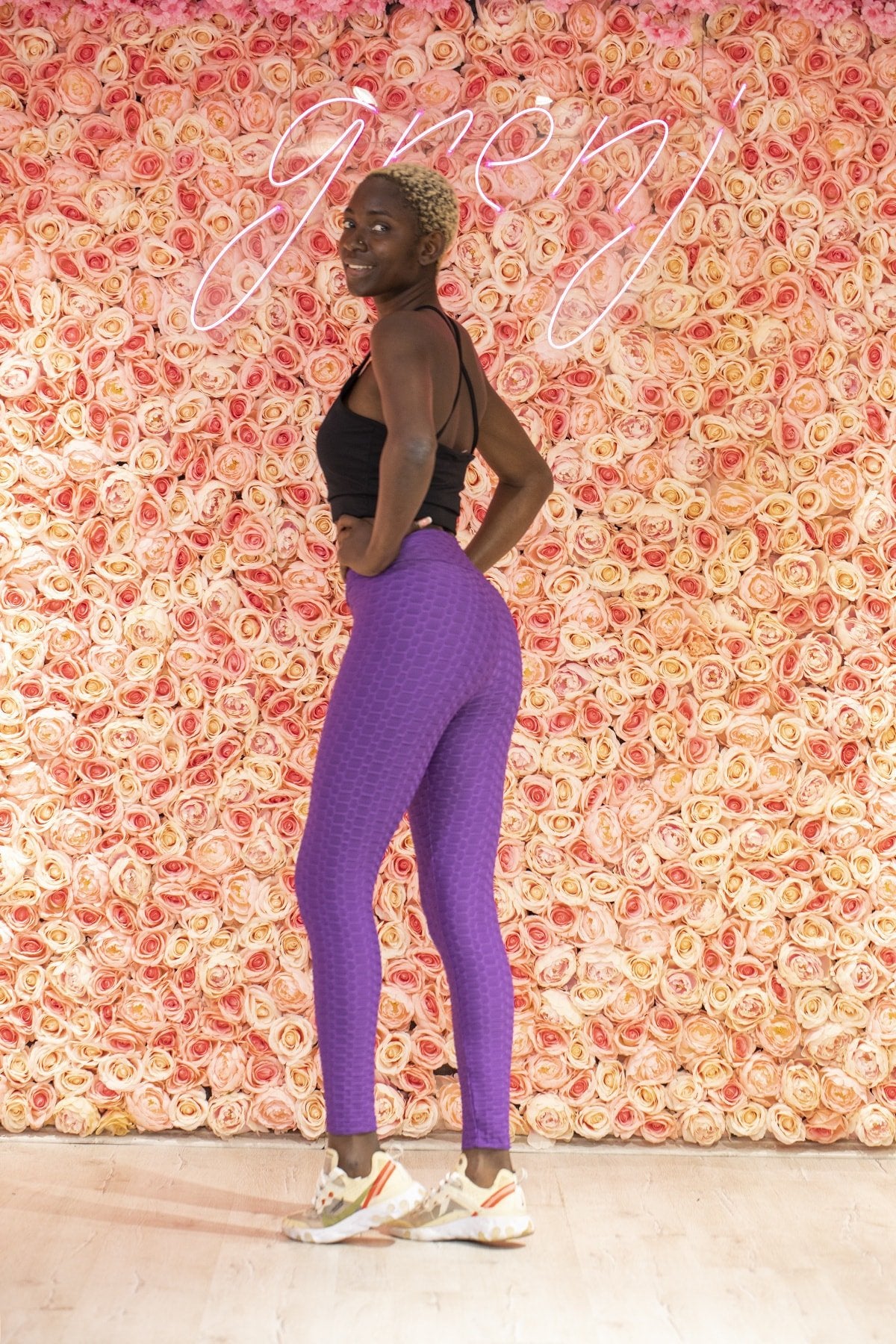 Neon Turuncu Yüksek Bel Petekli Tayt