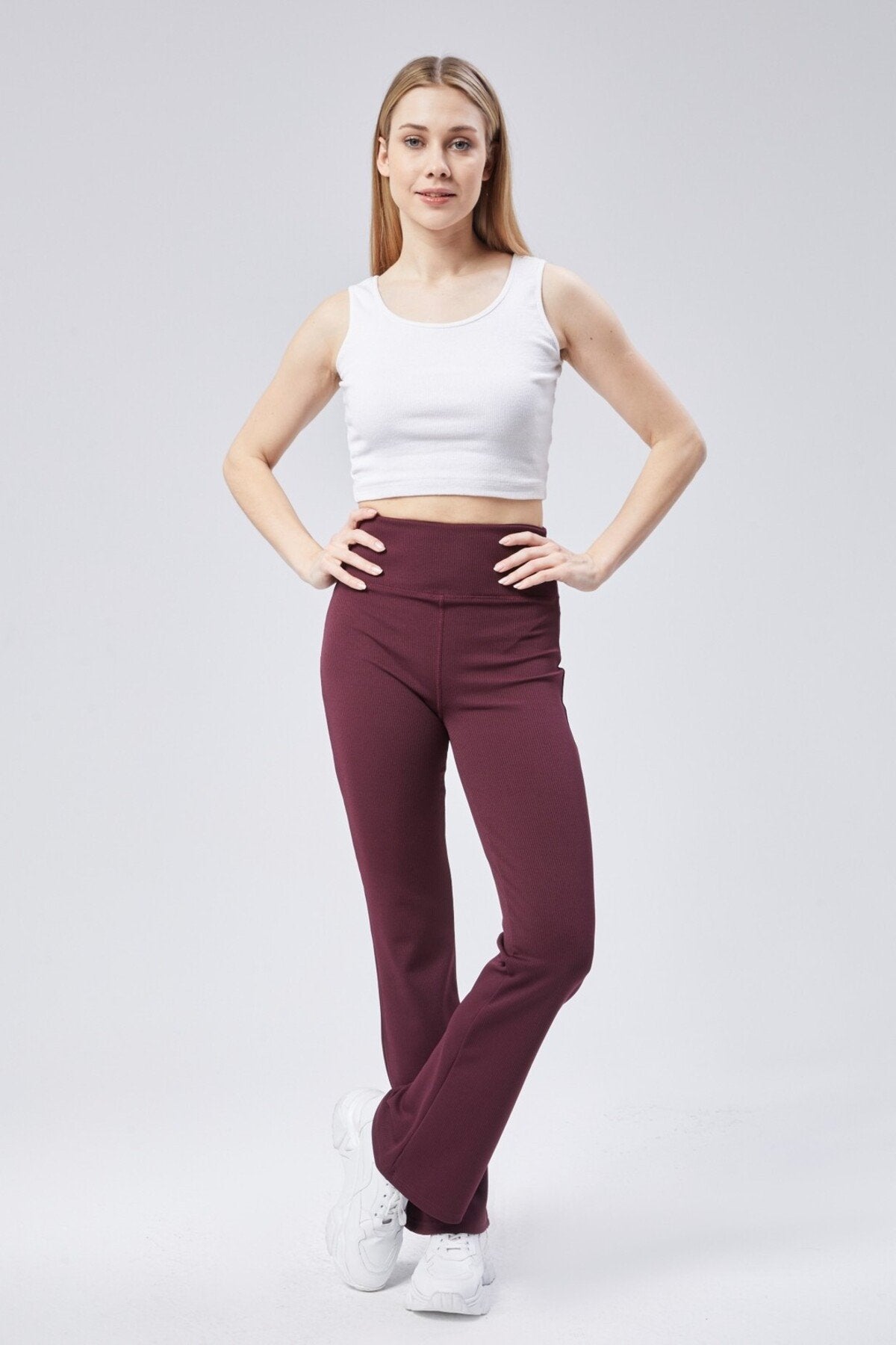 Fitilli Flare Yoga Örme Spor Tayt