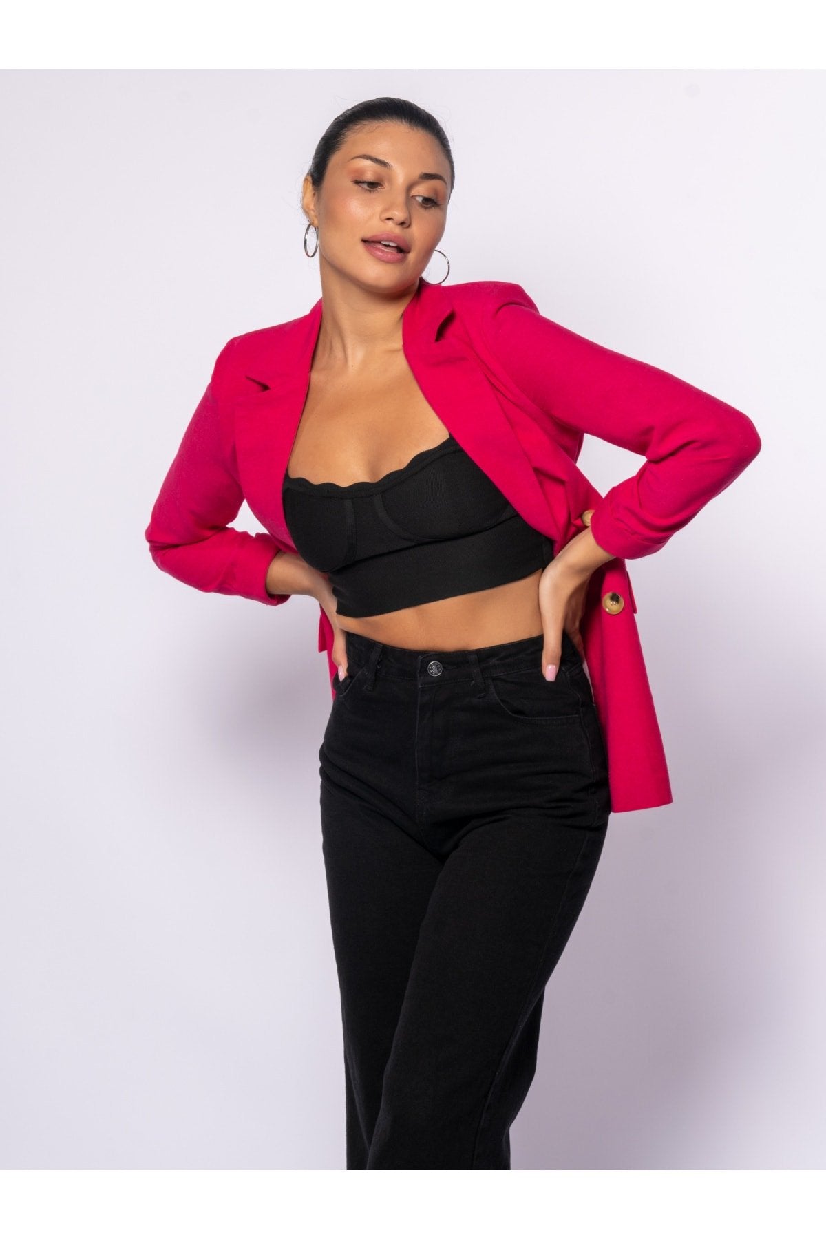 Göğüste Dilim Detaylı Triko Bluz