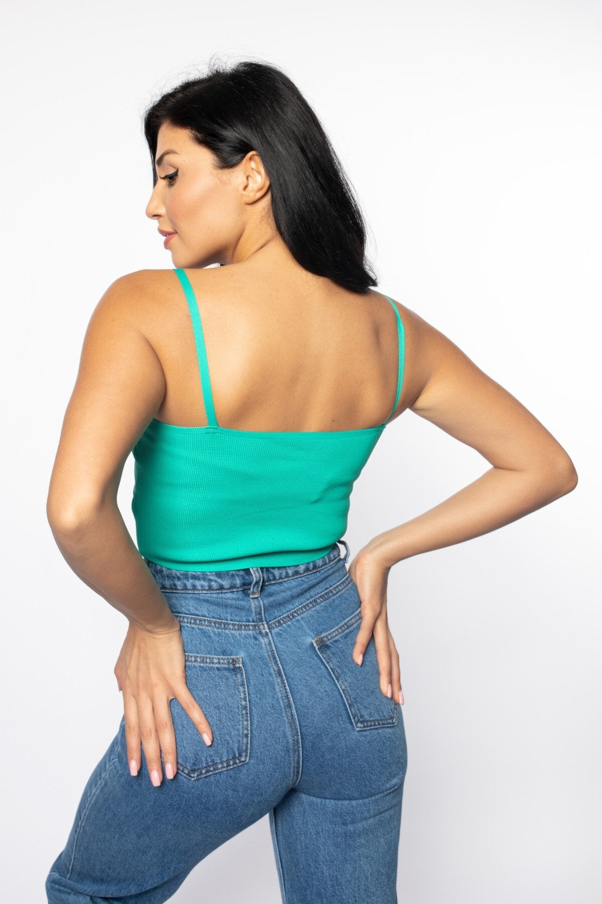 Kalp Yaka Korsan Detaylı Triko Bluz